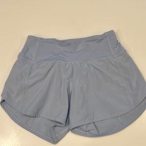 Lululemon speed up high rise shorts (4”) size 0 in blue linen color.